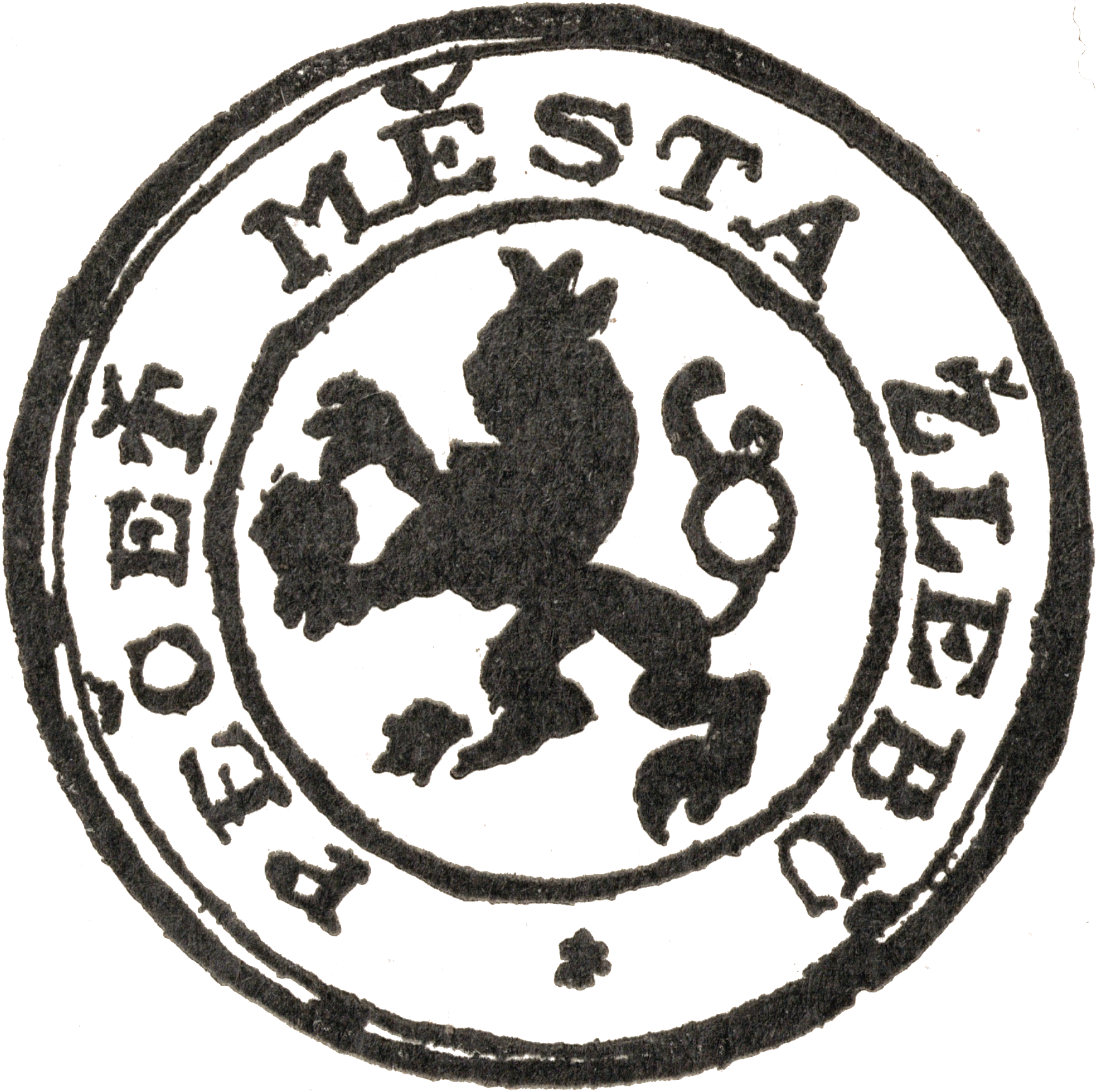 Historická pečeť Žlebů, kdy byly ještě městem.